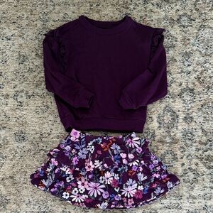 Little Sleepies Purple Floral Skort and Ruffle Sweatshirt Set- Size 18-24mos.